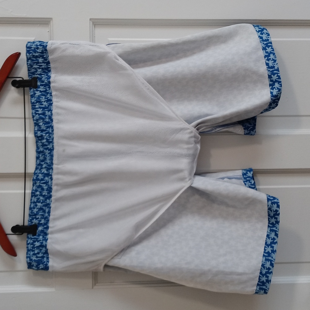 🌊Lands' End🌊 - Blue/White Palm Tree Swim Trunk - Picture 10 of 16
